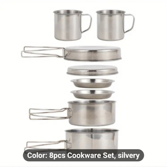 ☆Outdoor Stainless Steel 8pcs Cooking Set☆Small Camping Portable & Convenient☆ - Picture 6 of 9